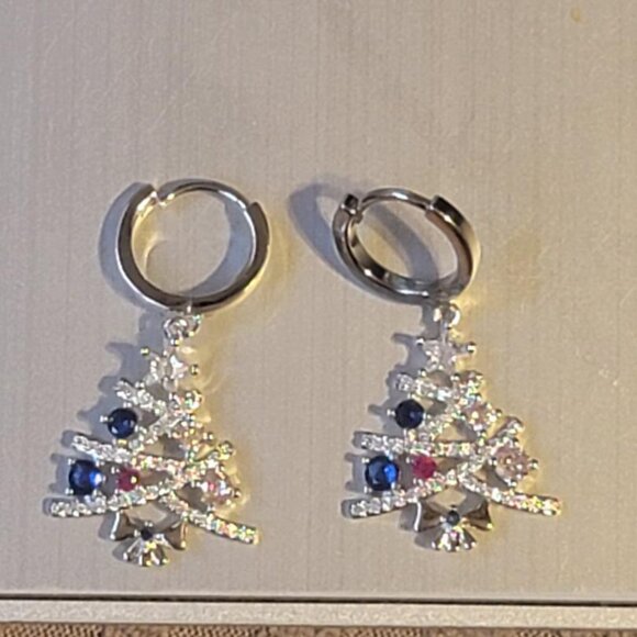 Christmas Tree Zircon Drop Earrings - Picture 1 of 3